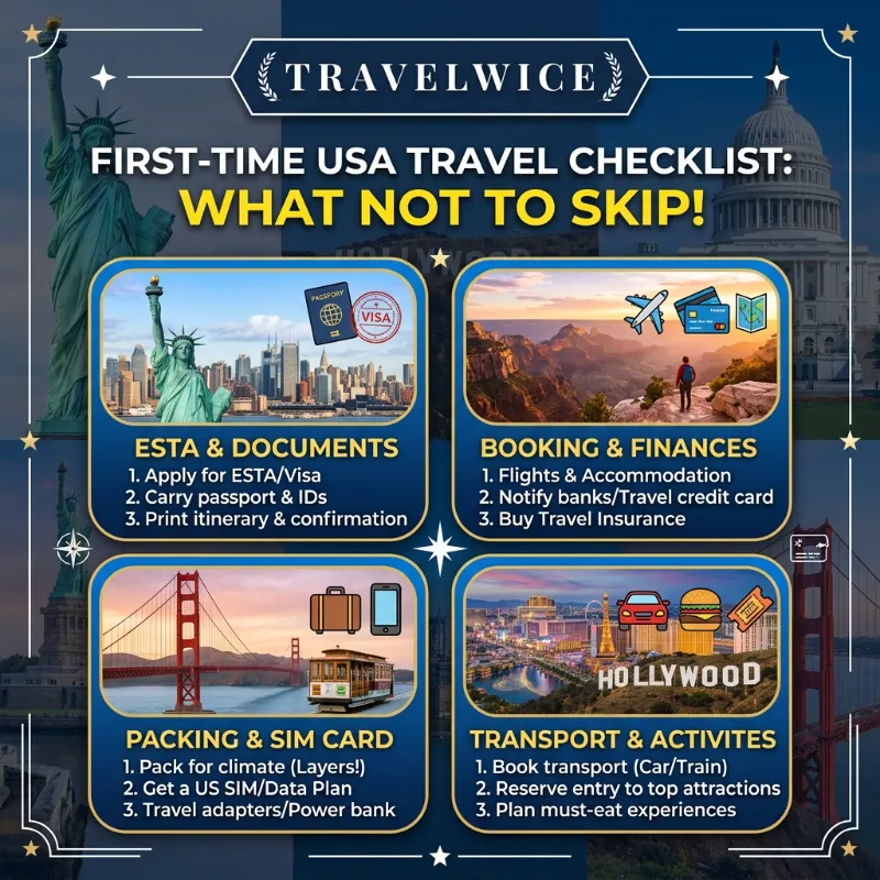 first time usa travel checklist