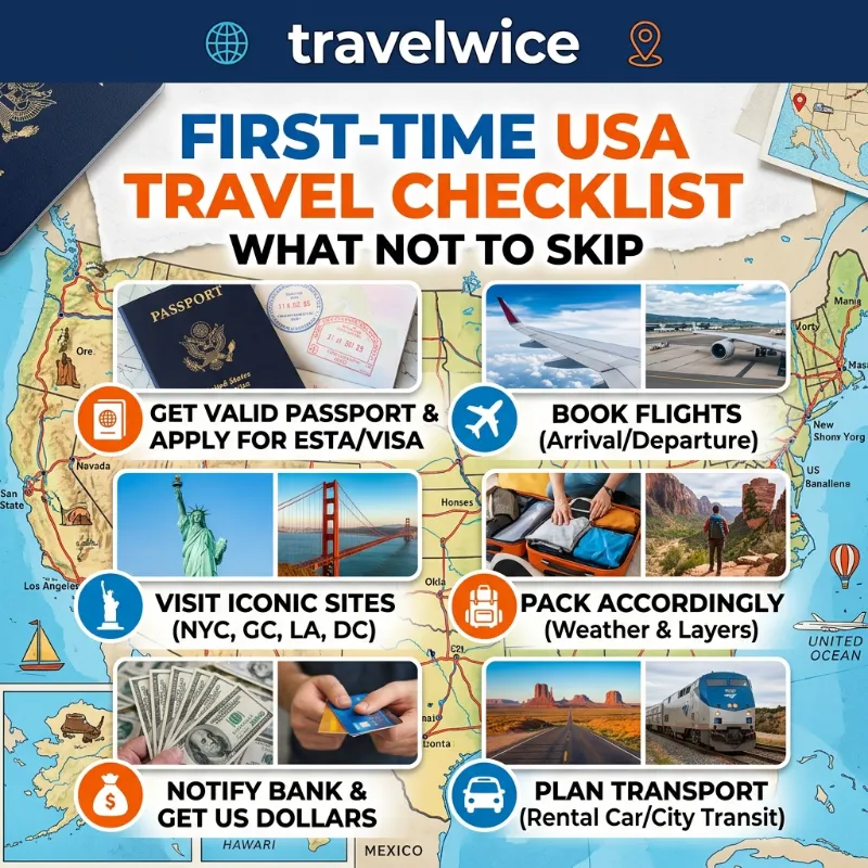 first time usa travel checklist